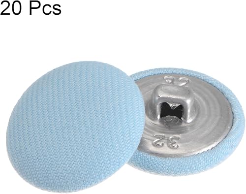 Miniatura 3 de HARFINGTON 20 botones de tela de 32L cubiertos de tela de 0.787 in, botones de costura redondos de metal para trajes, blusas de vestir, color azul