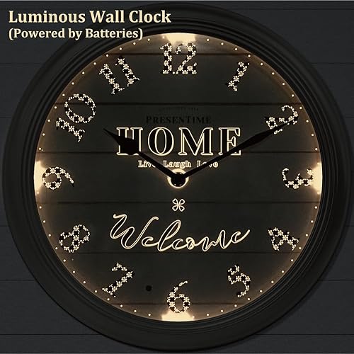 Miniatura 4 de Presentime & Co. Reloj de pared iluminado de 12.6 pulgadas, silencioso con luz nocturna con sensor LED inteligente para sala de estar, baño, cocina,