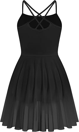 IBAKOM Women Ballet Leotard Dress Criss-Cross Back Dance Outfits