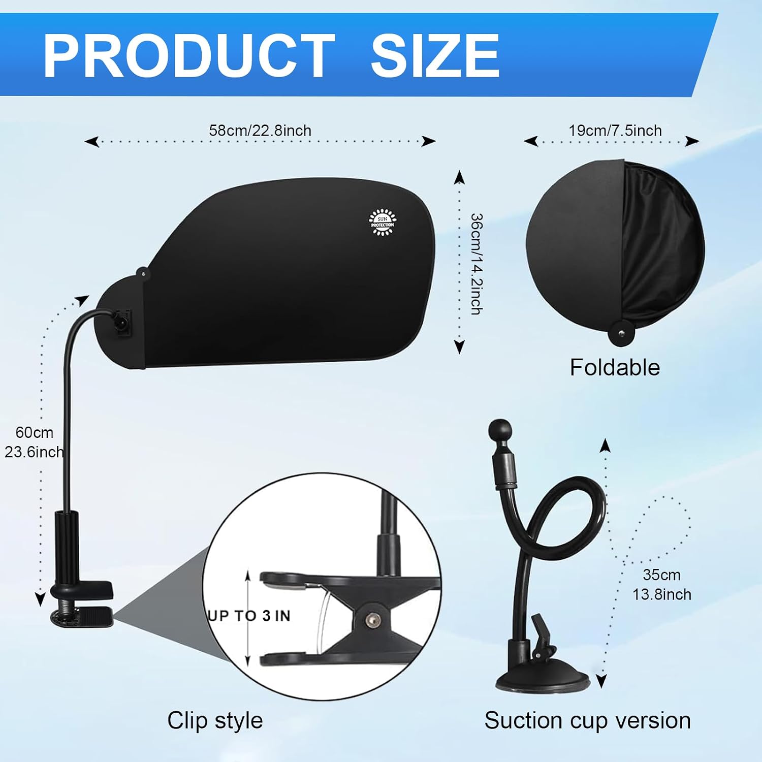 Adjustable Office Desk Shade, Cubicle Shade and Car Shade, Glare and Disturbance Protection for Working Spaces, Black