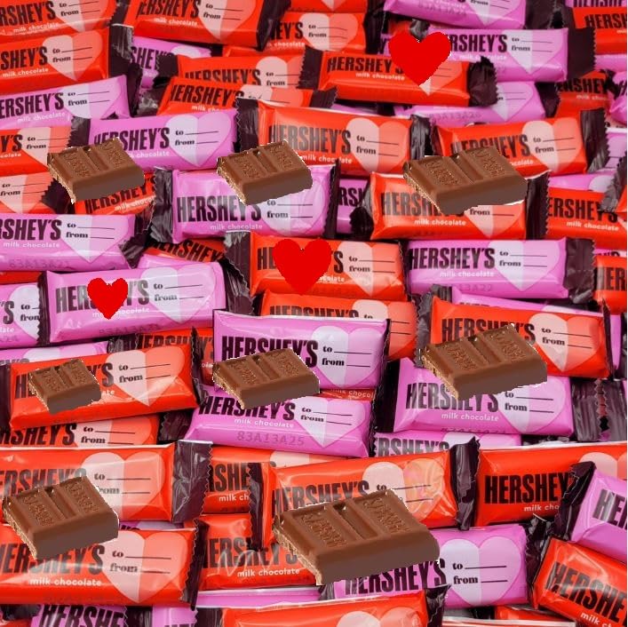 Valentine's Day Milk Chocolate Bar, 1 lbs Pound Approx 35 pcs Snack Size Candy Bars, Bulk Pack Individually Wrapped with Heart "To & From" Imprinted