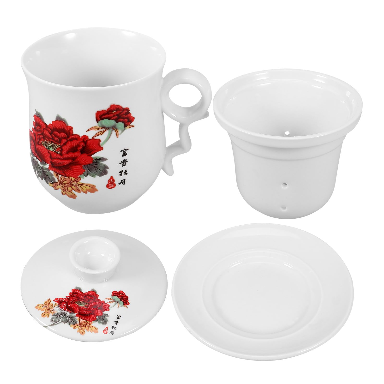 Tasse à thé et infuseur céramique blanche pour vos pauses au bureau