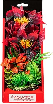 Aquatop 10" Mixed Red Vibrant Wild Plastic Plant w/Weighted Base for Aquariums, PD-VWMR10