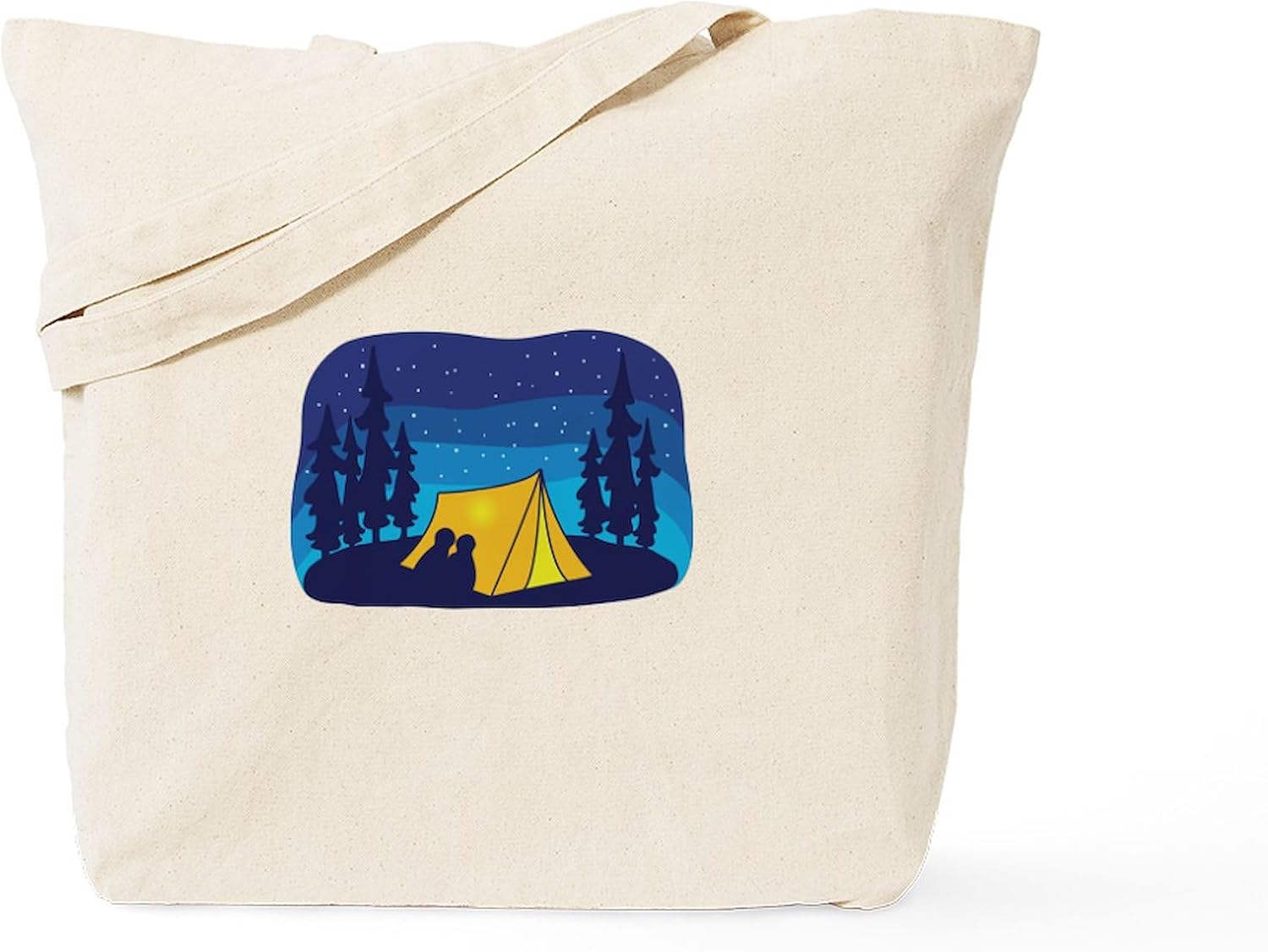 CafePress Night Camping Tent Tote Bag Reusable Natural Beige Canvas Shopping Bag
