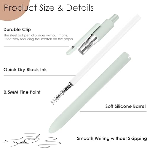 Miniatura 3 de Hapikalor Bolígrafos de gel, 6 bolígrafos de tinta negra de secado rápido de 0.020 in, bolígrafos de escritura suave, bonitos regalos para mujeres,