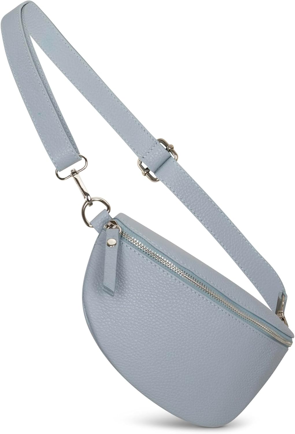 IDALIA Crossbody Bag - Genuine Leather - Fanny Pack - Shoulder Sling Bag - Made in Italy, Sold in U.S. by Idalia (Icy Blue, Large)