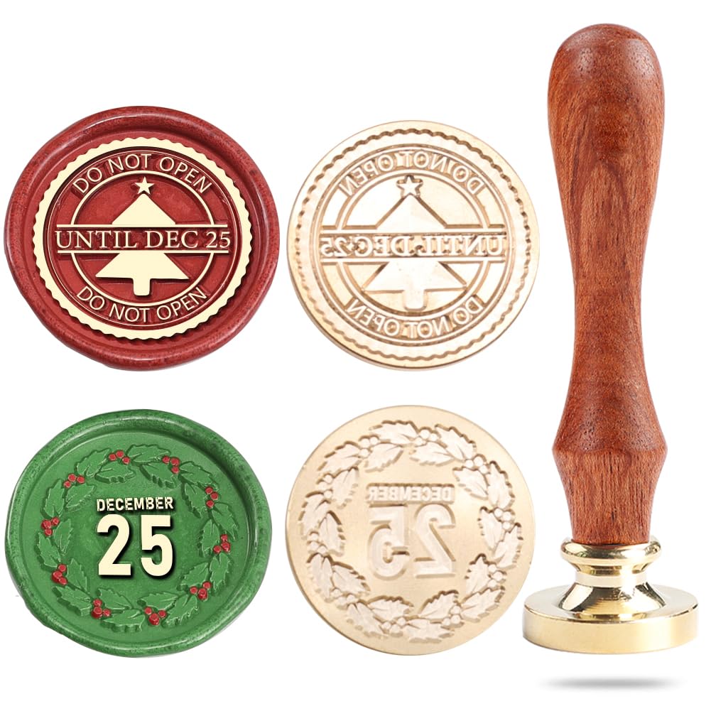 Christmas Holly Leaves Wax Seal Stamp, Christmas Tree Sealing Wax Stamp for Christmas Tree Decoration Invitations Letters Envelope Cards Christmas Package