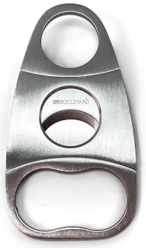 Cigar Cutter Stainless Steel Doble Blades 2 Fingers Handle Side