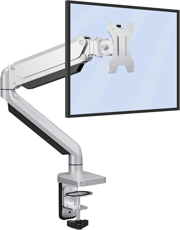 ErGear Monitortartó Kar 13-32" Képernyőkhöz - Gázrugós, 8kg Teherbírású, Dönthető, Forgatható, Ergonomikus VESA 75/100 Állvány, Ezüst