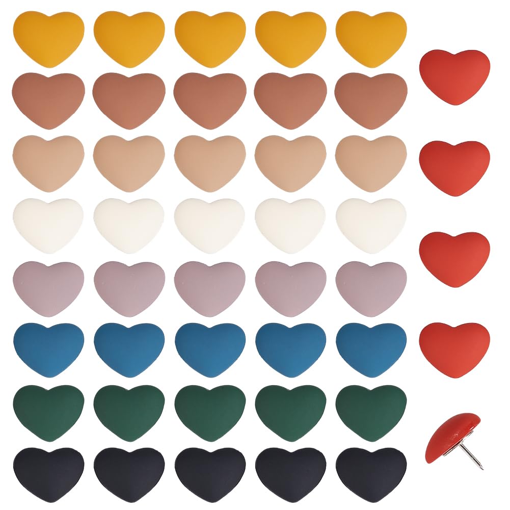 AHANDMAKER 45 chinchetas decorativas de corazón de amor, 9 colores para tablero de corcho, chinchetas de resina, tachuelas de mapa, pines de marcado para fotos, pósteres de pared, notas, decoración