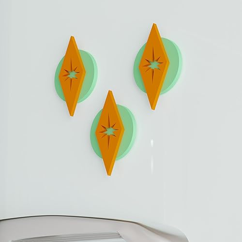 Miniatura 7 de Space Age - Juego de imanes circulares de diamantes en explosión de estrellas para nevera de mediados de siglo, decoración retro de cocina, regalos