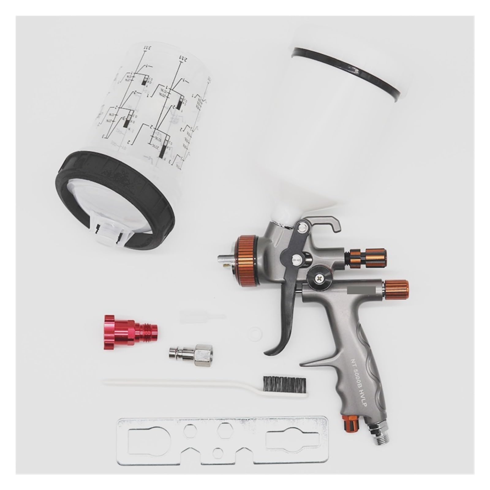 Pistolet pulvérisateur de peinture à air avec buse 1,3 mm orange pour base d'eau
