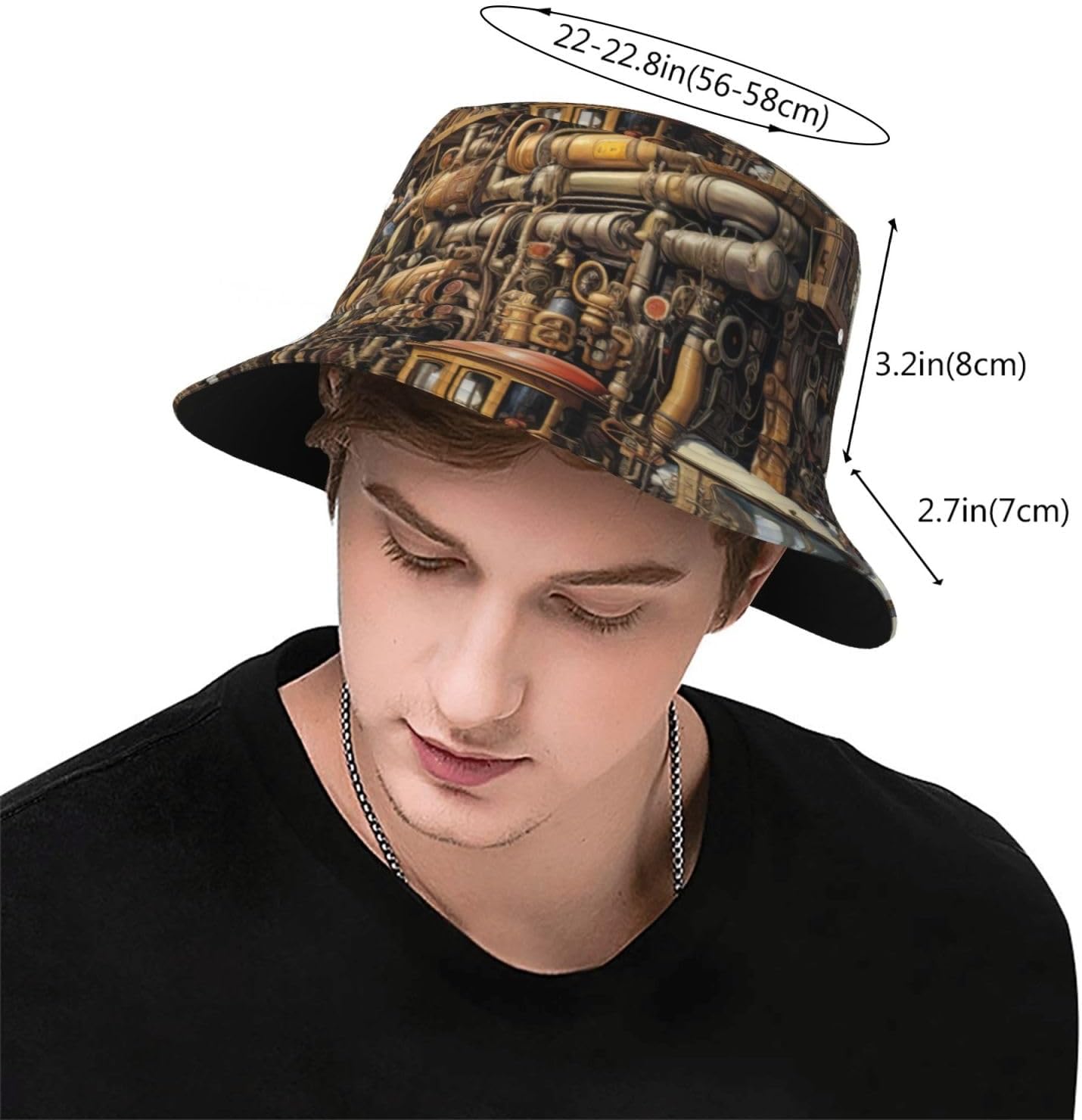 Diversified Transportation Print Sun Hat Outdoor Fisherman Cap Summer Bucket Hat Beach for Men Women Black
