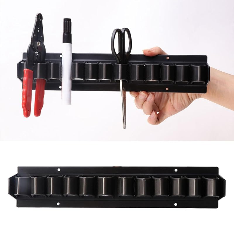 Suporte de Parede para Chicotes e Crops de Equitação EKDJKK, Plástico ABS+PE, Preto, Capacidade para 12 Unidades