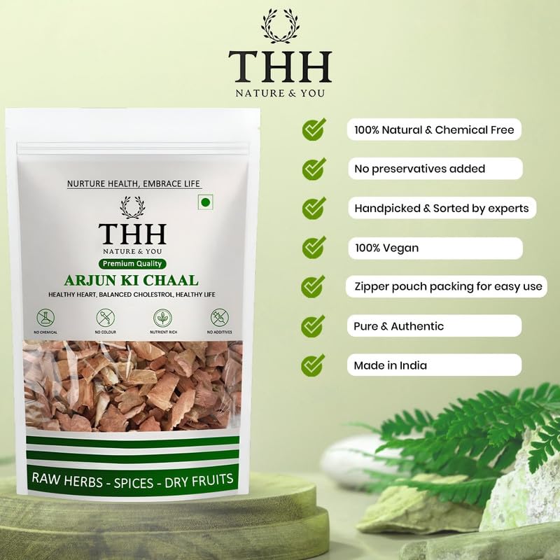 THH Organic Arjun ki Chaal - 400 Gm Dried- Arjuna Tree Bark - Raw | Lowers Bad Cholesterol - Image 4 thumbnail