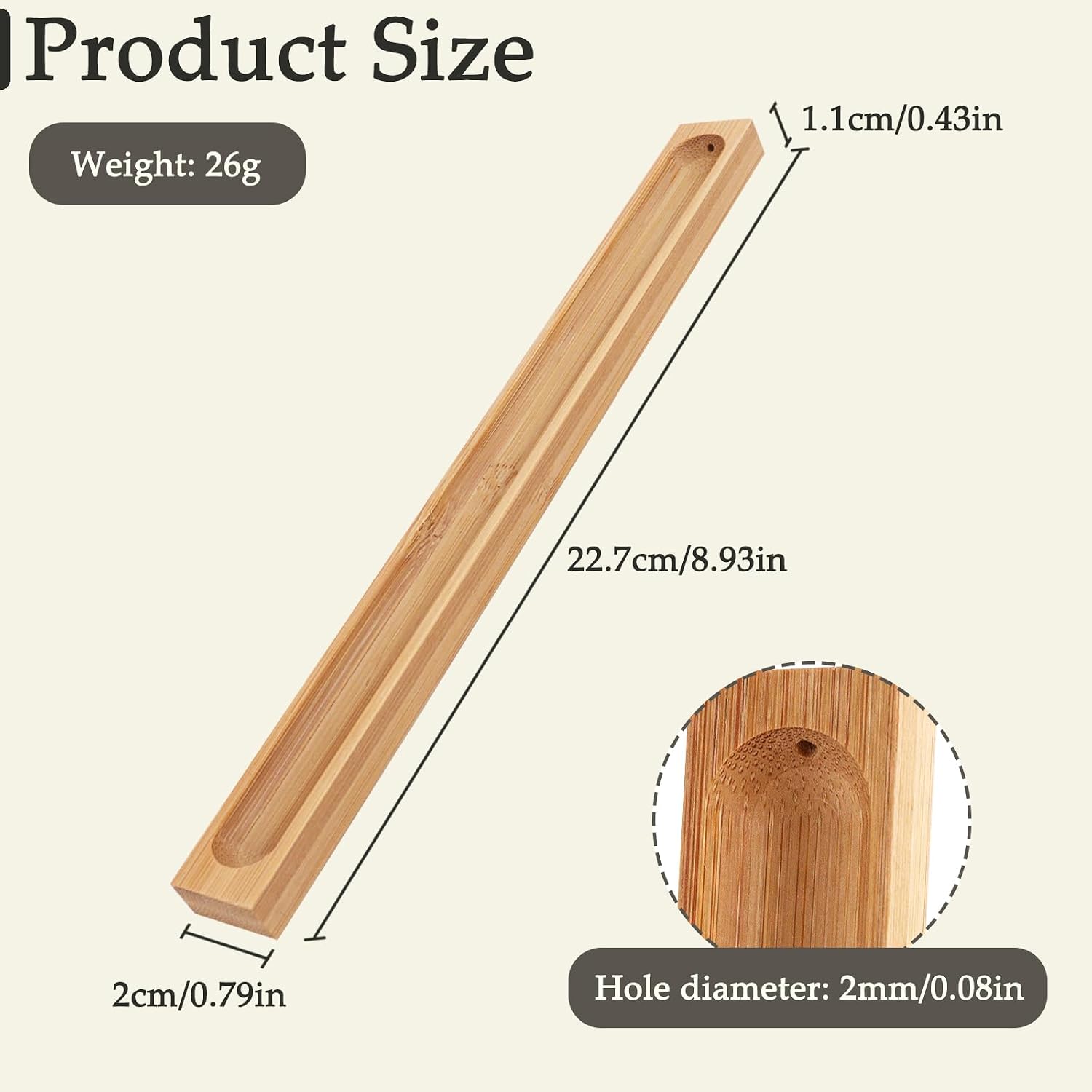2 Pack Bamboo Incense Holder with Ash Catcher, Long Incense Stick Burner, Incense Stand for Yoga, Meditation, Aromatherapy, Home & Office Decor