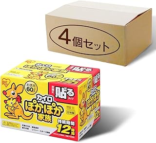 【4個セット】アイリスオーヤマ カイロ 貼る レギュラー 60個入 ぽかぽか家族