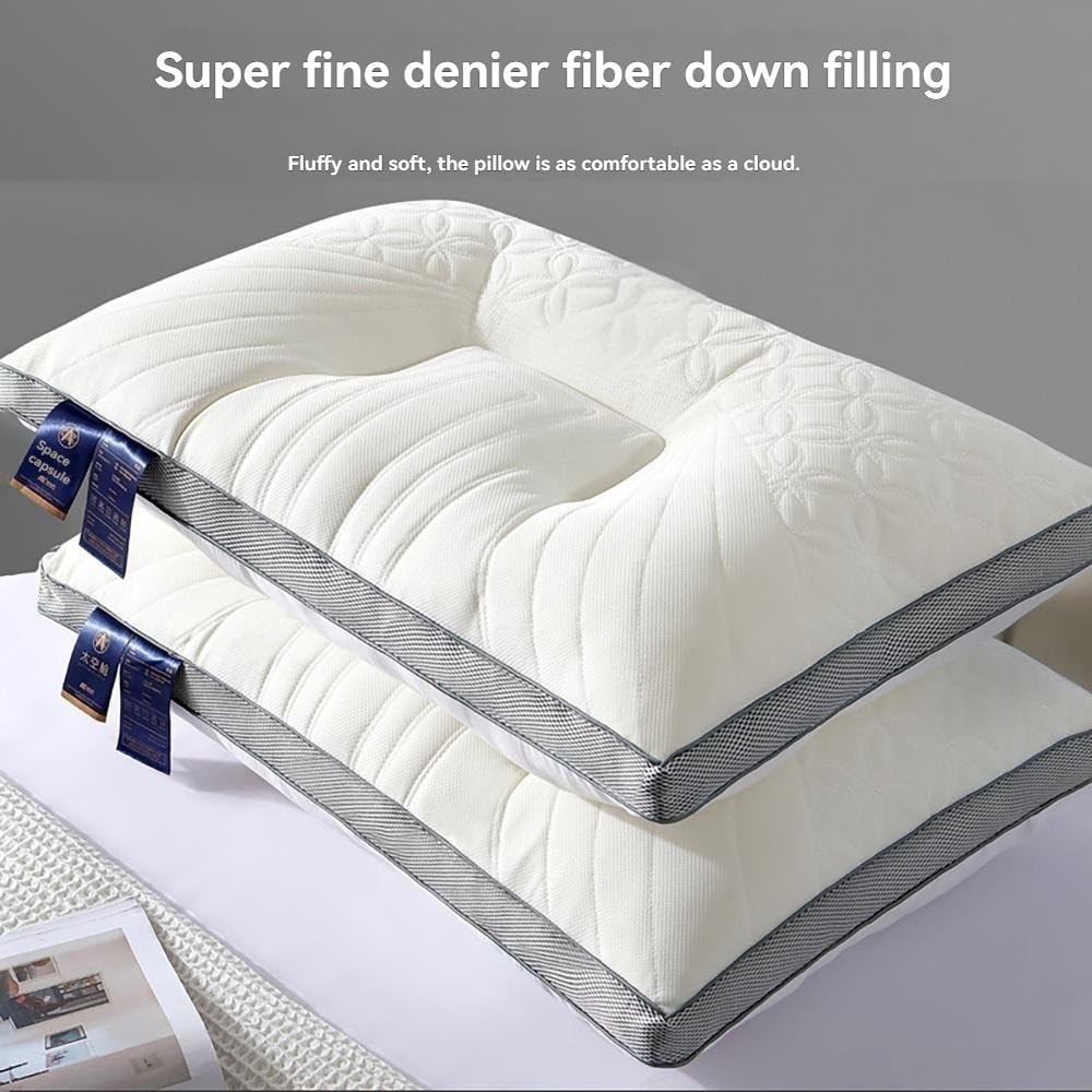 Almohada De Látex: Malla Transpirable 3D Y Tela De Doble Cara, Zonificación Ergonómica For Quienes Duermen De Costado O Boca Arriba, Paquete De 2 Almohadas Ortopédicas
