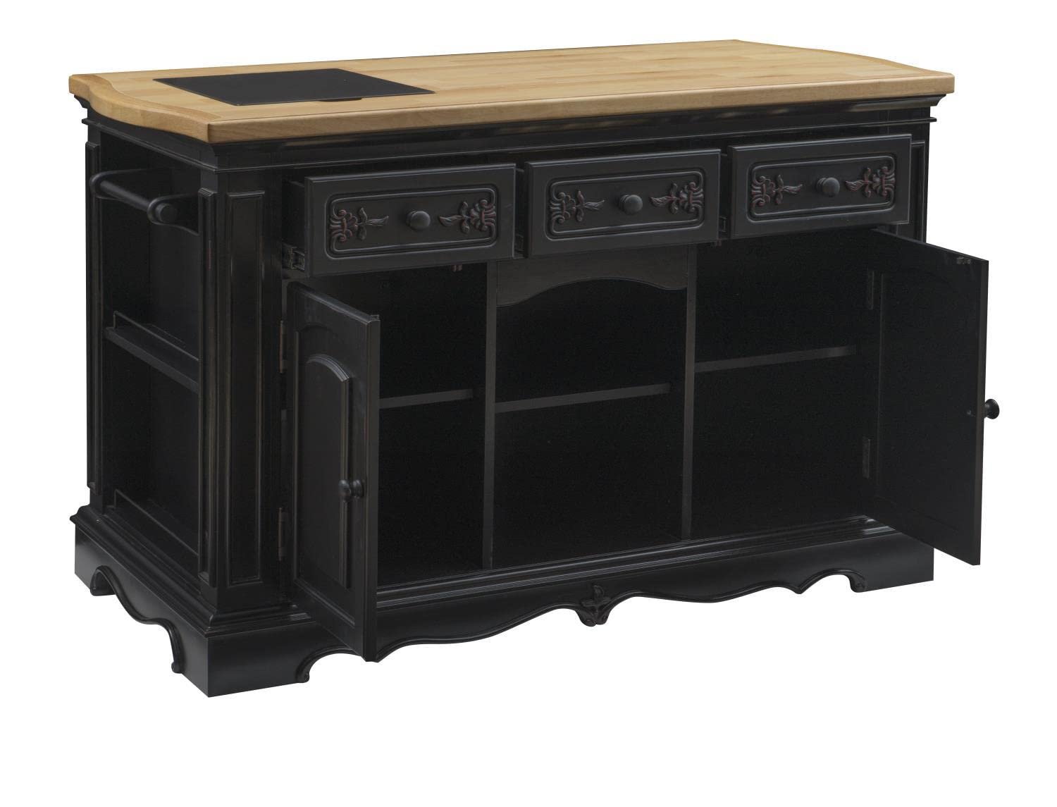 Pennfield Kitchen Island, Black/Natural