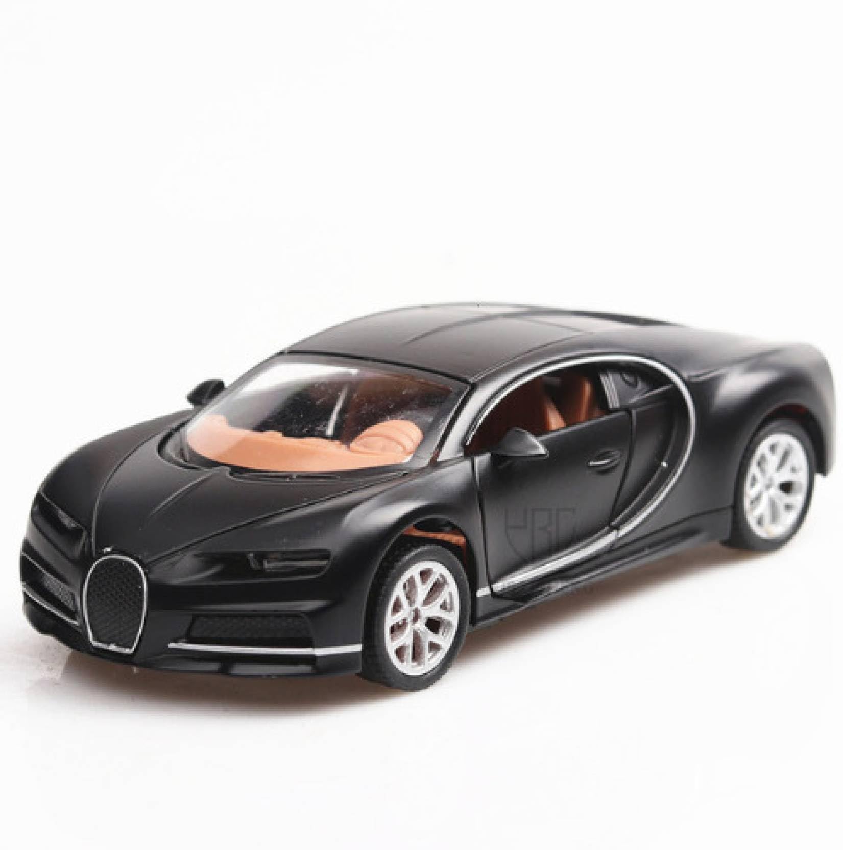 Mayatra's 1/32 Scale Alloy Bugatti Toy Car - Pull Back Model with Sound, Bright Lights & Realistic Design (Black)