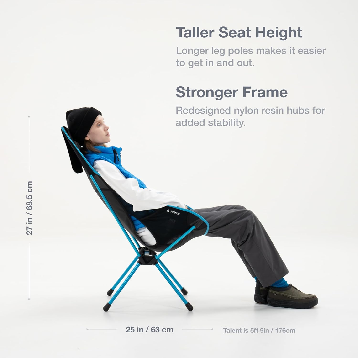 Helinox Sunset Chair (re), Packable Outdoor Furniture, Summer Vacation Holiday Seat, Foldable, Lightweight High-Back Comfort, Sustainable Eco-Friendly Materials Weighing 3.66 lbs(1.6 kg), Black