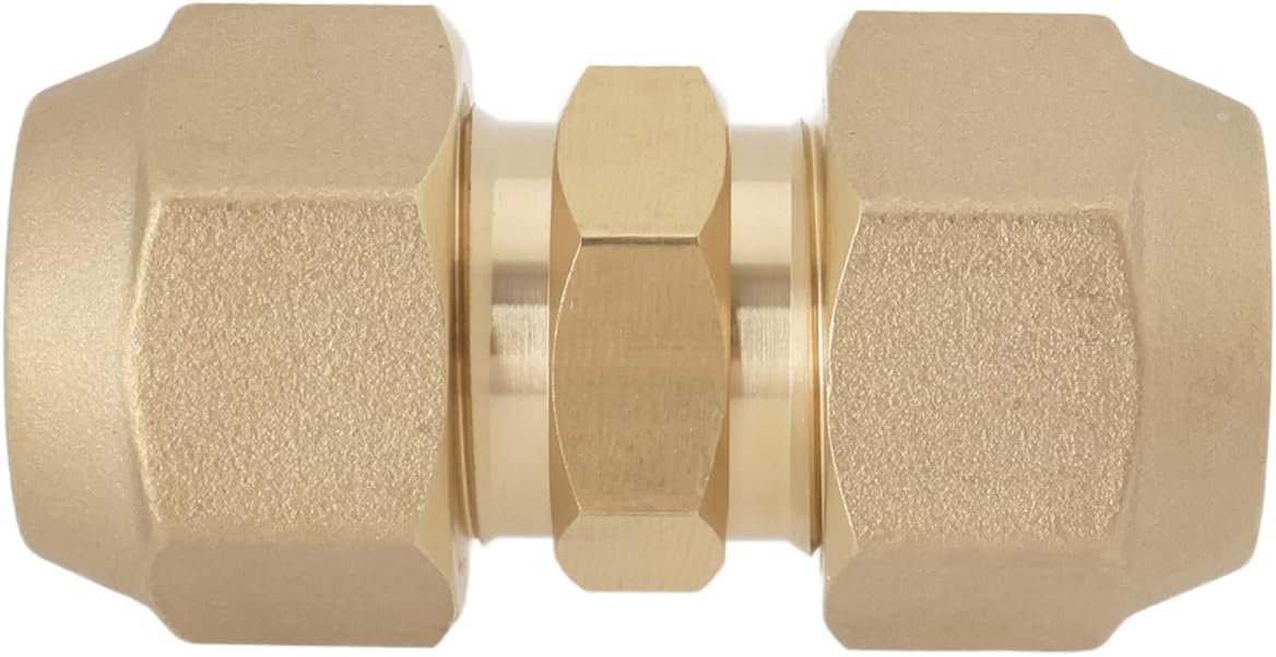 OTOTEC 1Pc 5/8 Refrigerant Line Union Nut Brass Flare Union Connector for 16mm and 15.88mm Outer Diameter Air Conditioning Copper Tube