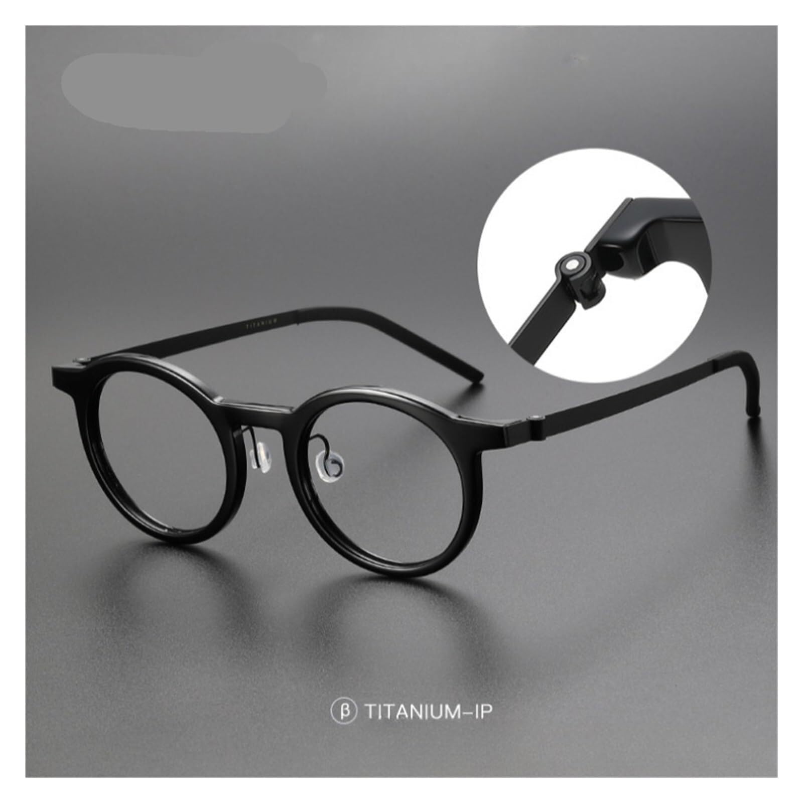 Ovale Brillengestelle, schraubenlose Brillen for den Computer, Acetat-Brillen, Unisex, Nicht verschreibungspflichtige Brillen, Titan-Lesebrillen(Grey)