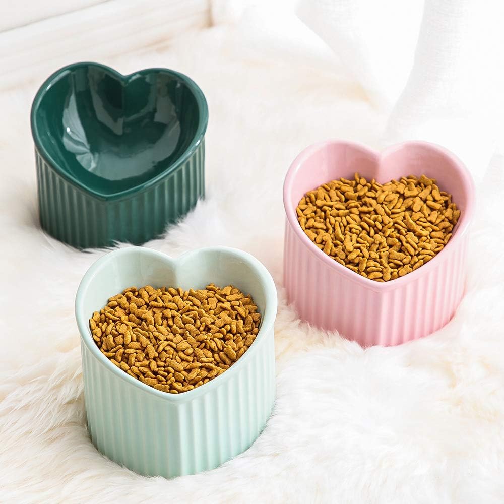Ciotola per Gatti Rialzata e Inclinata - Ciotola Gatto in Ceramica Anti Vomito - Adatta per Microonde e Lavastoviglie - 180 g