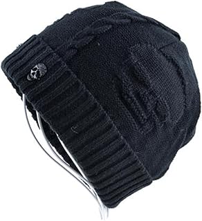 WTfbeusd Men's hats Men's winter hat beanie knit wool hip-hop stocking hat plus velvet cap skull cap men hat (Colour Name : 1, Size Name : One size)