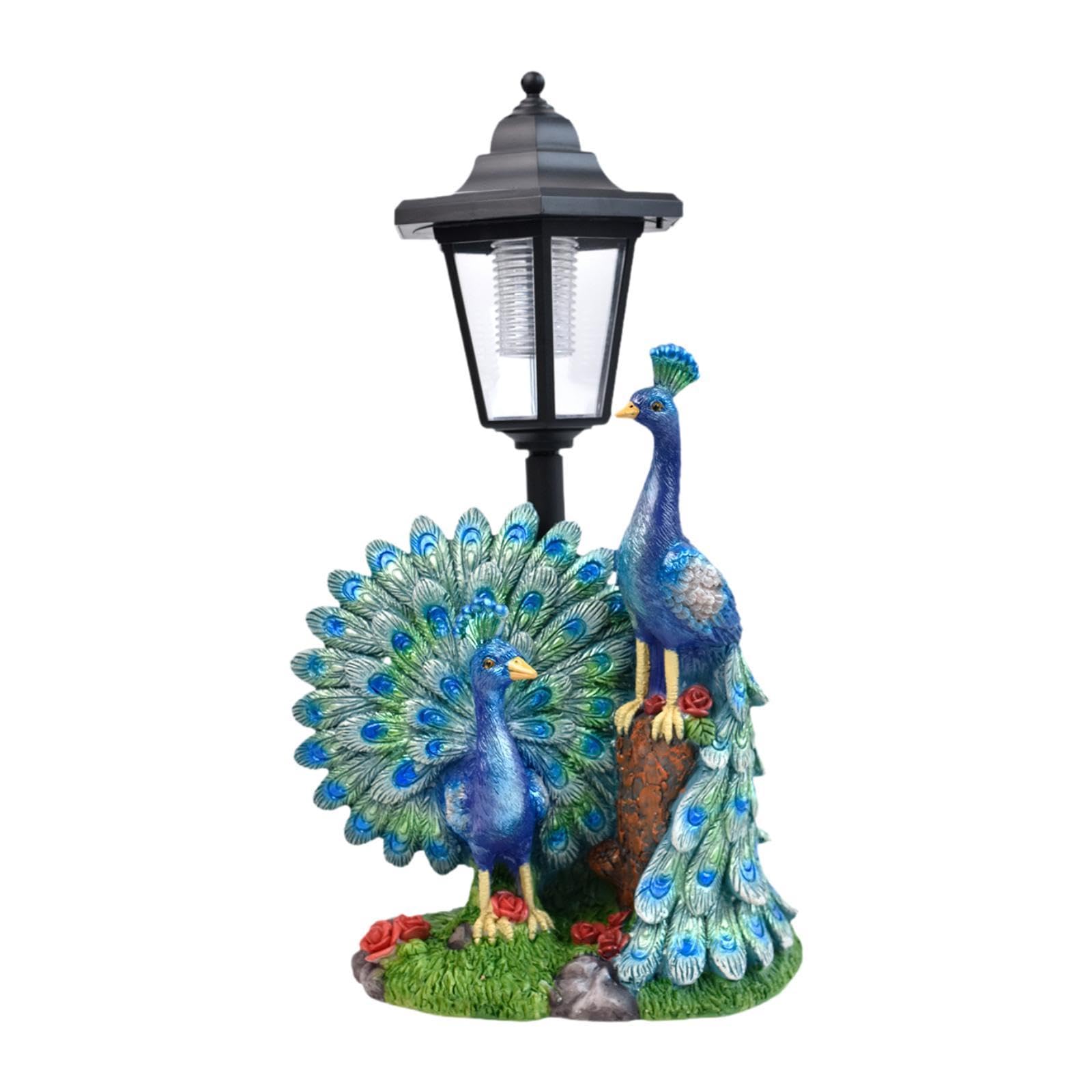 MagiDeal Estatua de para jardín con luz Decoración Exterior, Escultura de Resina única y Lámpara de Animal para jardín.
