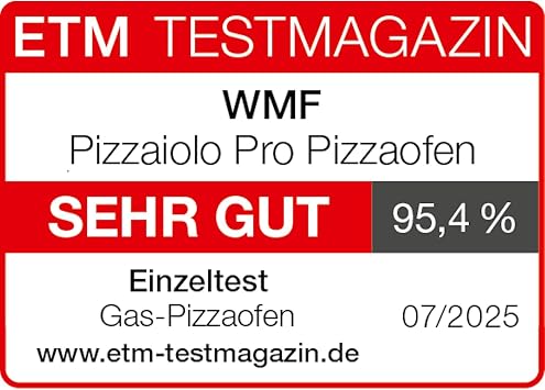 WMF Pizzaiolo Pro Pizza Oven Over 450°C Baking Temperature Large Pizza Stone (Diameter 40 cm) Automatic Twist Mechanism Integrated Temperature Monitoring for Perfect Results in 90 Seconds Gas Pizza Oven Automatic twist mechanism integrated temperature monitoring for perfect results in 90 seconds gas pizza oven