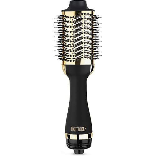 HOT TOOLS 24K Gold Blow Dryer Brush - Hot Air Brush for Salon-Worthy Volume in One Step - Volumizer with 24K Gold Technology for Fast Styling & Long-Lasting Results