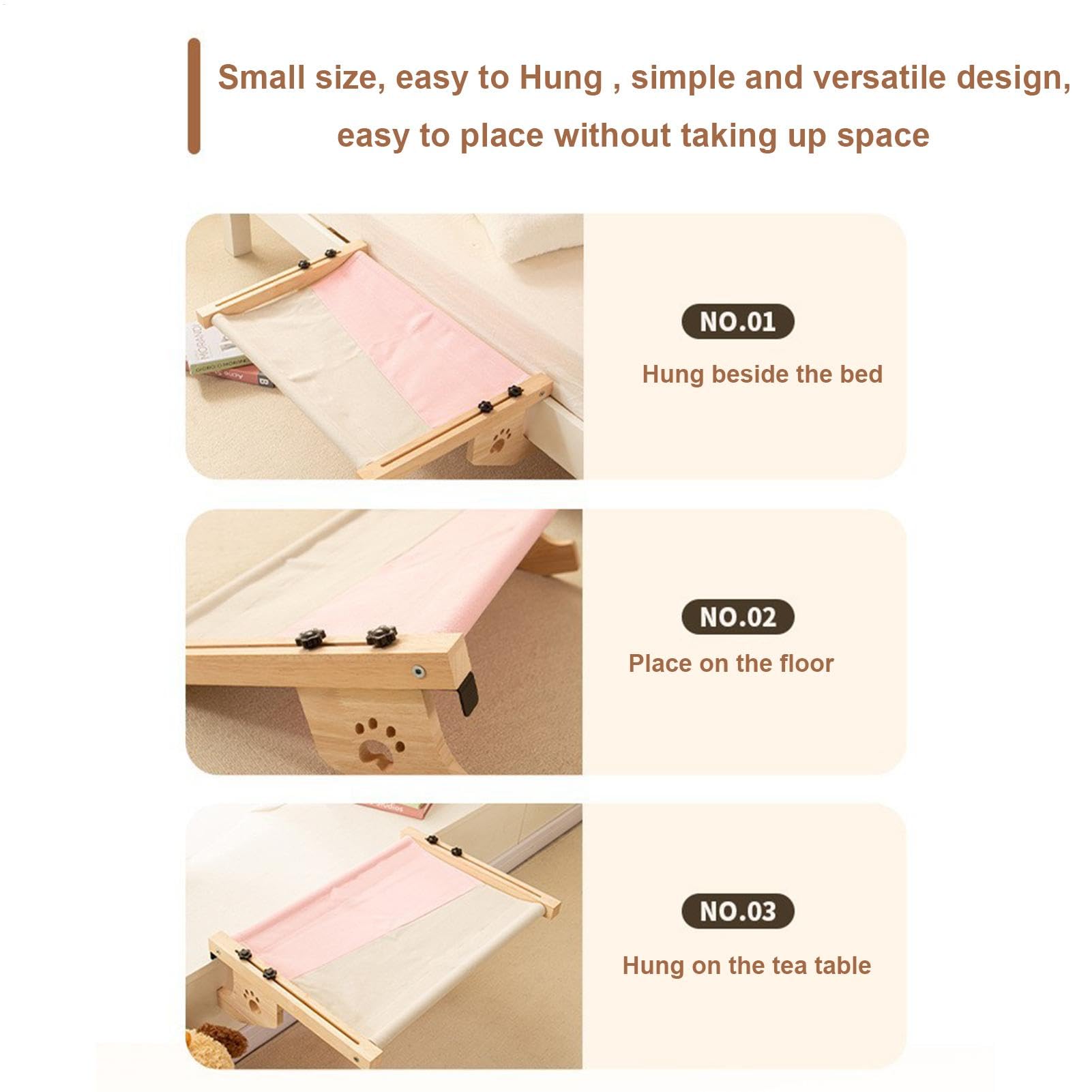 Amaca per gatti da sedia Resistente Regolabile In Legno E Metallo Trespolo | Design ad Amaca, in Legno e Metallo Robusto Per Gatti Di Taglia Grande E Cuccioli