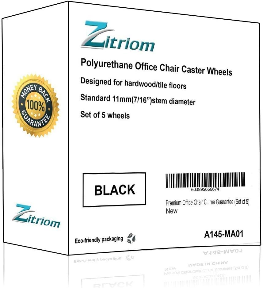 Office Chair Caster Wheel, Black, Set of 5 (ZT08)