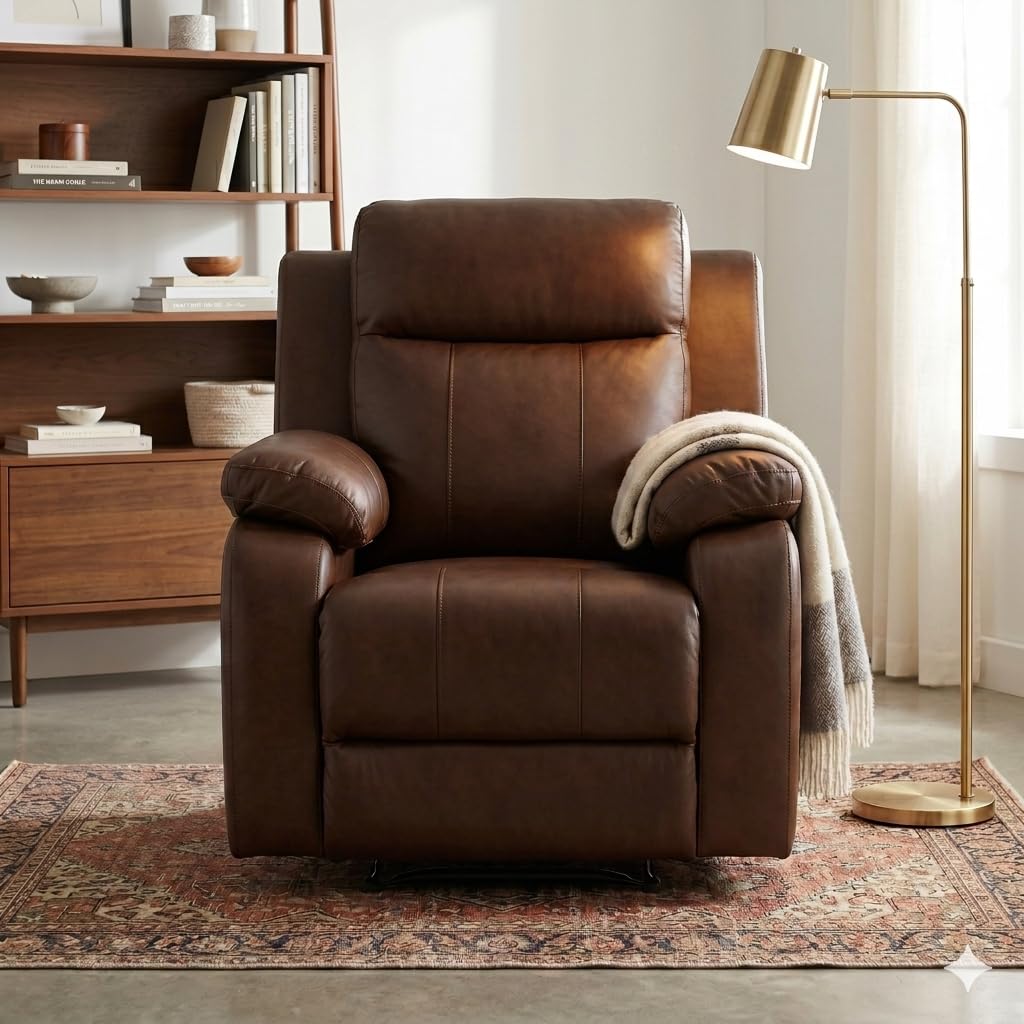 Amazon Brand - Solimo Elira | Single Seater Sofa Recliner | Manual Recliner (Leatherette_Brown)-image-39