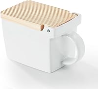 Vista 2 de Zero Japan Bee House Premium Salt Box with Hinoki Lid - Container for Sea Salt and Spices - Elegant Cellar for Kitchen Countertop - White, 16 oz