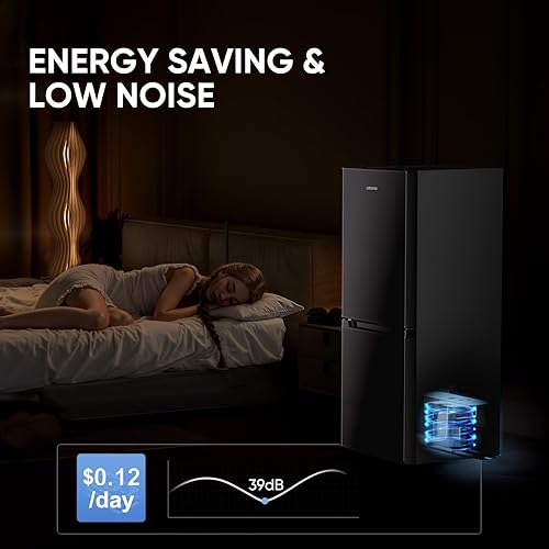 Miniatura 4 de Upstreman Refrigerador pequeño de 4.0 pies cúbicos con congelador inferior, mini refrigerador de doble puerta con congelador, mini refrigerador para