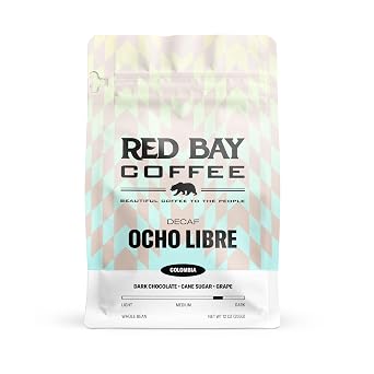 Red Bay Coffee Ocho Libre Decaf Espresso Coffee Beans - Medium Roast Whole Bean - Direct Trade Espresso Beans - 10oz Resealable Pouch of Specialty Coffee