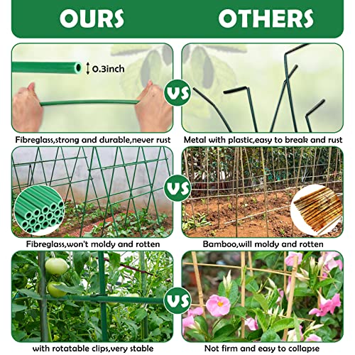 Cludoo 181PCS Garden Stakes Set with 60 Sets Fiberglass Plant Stakes Sticks Supports and Accessories, DIY 4ft 5ft 6ft 7ft Tomato Stakes for Vegetables, Tomato, Pepper, Fences Indoor Outdoor Plants