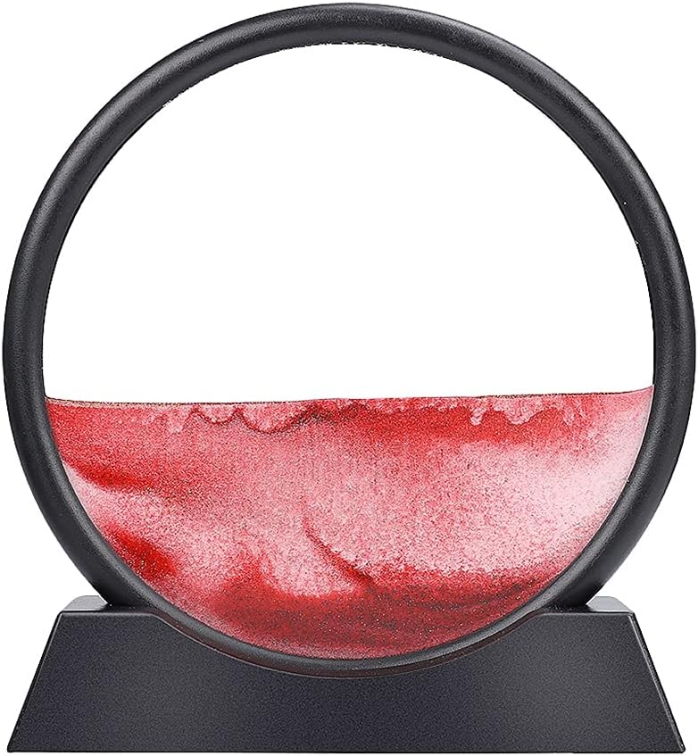 Animated Sand Art Painting Round Glass 3D Deep Sea Sand Landscape Action Display Quicksand Frame Children's Gift (7 inches) (Color: A) (C)