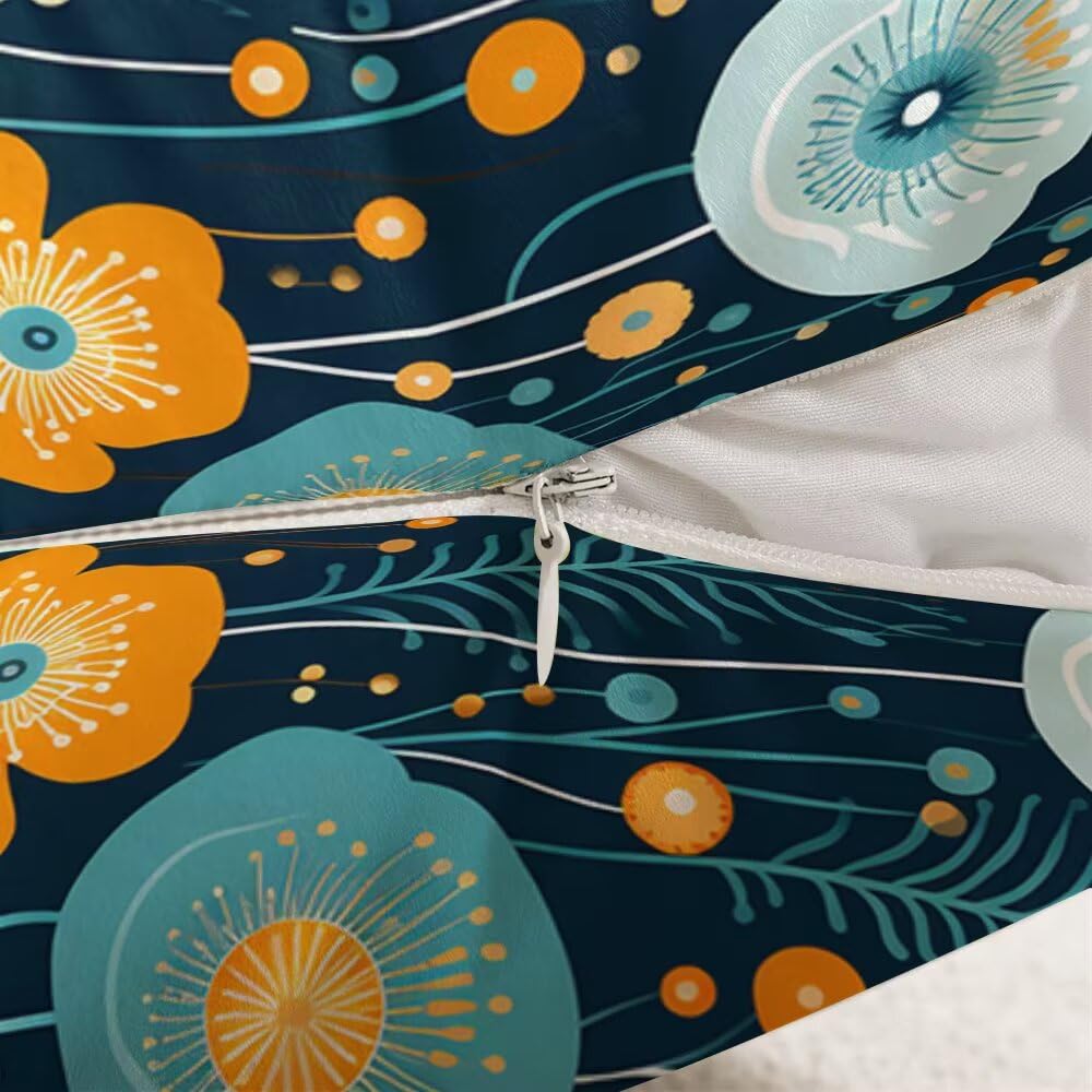 Federe Cuscini Divano 60x60 cm Federe Morbido Copricuscini Blu Intenso in Velluto, 2 Pezzi Copri Cuscini per Divano Cartoon Decorativi Federa Cuscino Floreale per Camera da Letto Soggiorno (IU103)