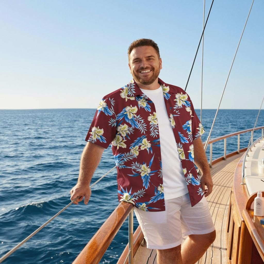 COOFANDY Big and Tall Men's Hawaiian Shirts Short Sleeve Tropical Floral Button Down Shirt Casual Summer Beach Shirts - Image 4