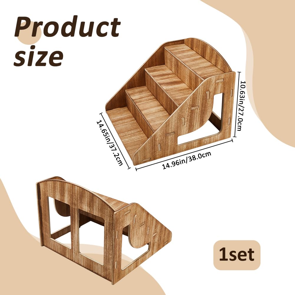 SUPERFINDINGS Présentoir à Gâteau en Bois Présentoir en Bois à 4 Niveaux pour Vente au Détail Organisateur de Parfums Support à Cupcakes Vitrine à Desserts pour Artisanat Facile à Installer et Clair