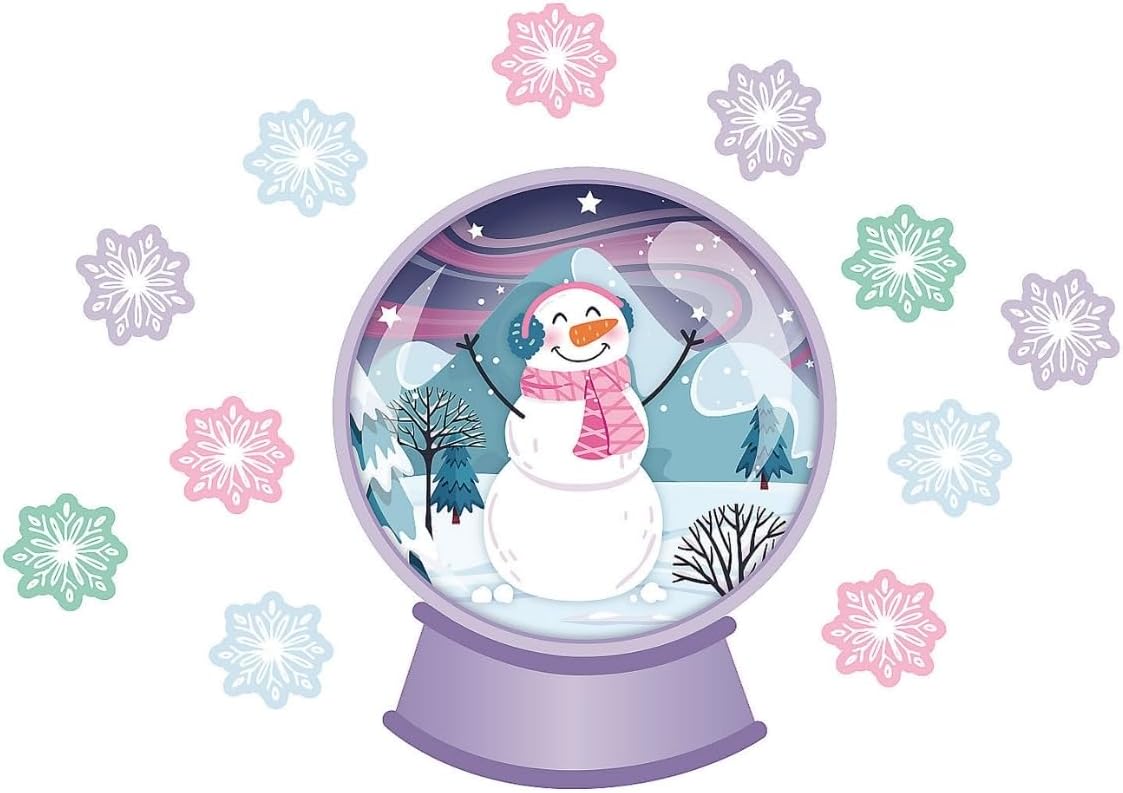 Fun Express Snow Globe Classroom Wall Decor - Colorful Winter-Themed Snow Globe Design for Classrooms, Playrooms and Seasonal Decorations - Perfect for Holiday and Winter-Themed Rooms - 1 Piece