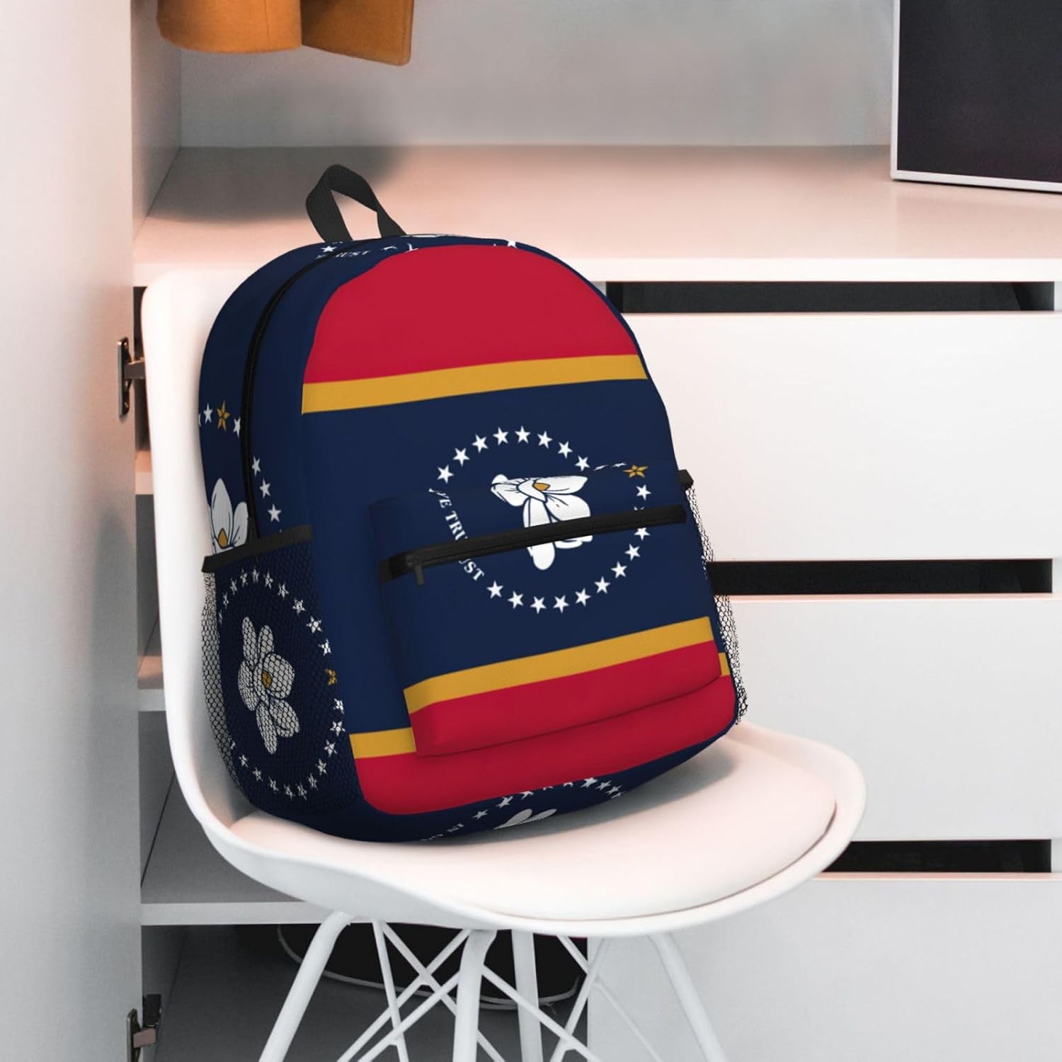 Mississippi State Flag Backpack Large Sports Bag, Best for Basketball, Soccer, Volleyball, Swim, Gym, Travel