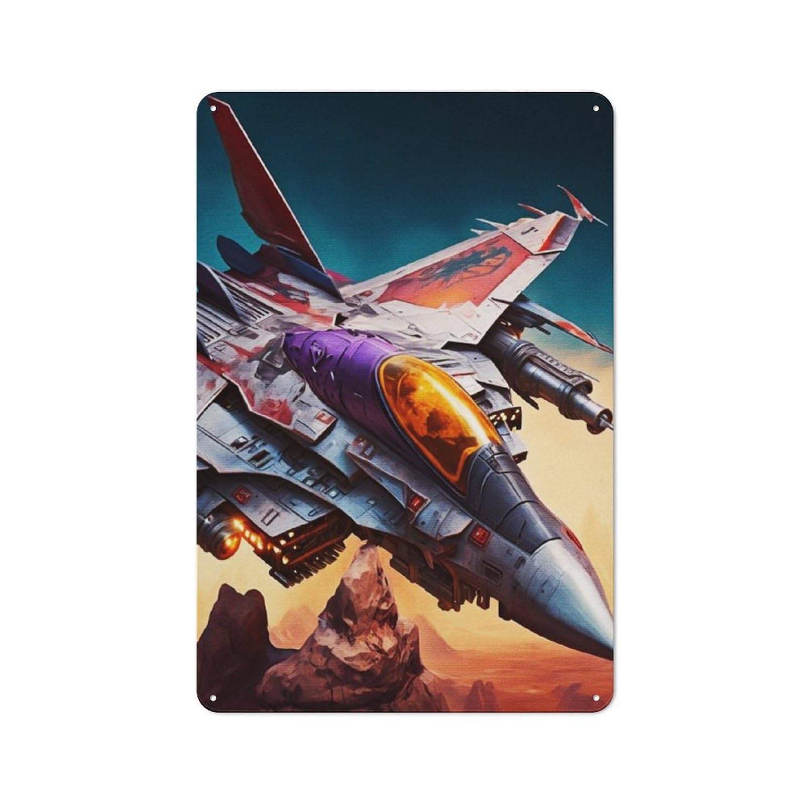 Junmoney Paint Fighter Jets Metal Sign 30X20cm With For Workshop Wall, Rustic Decor, For Collectors Decorating Workshops And Hobby Rooms