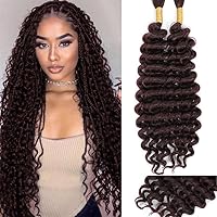 Vista 17 de Mezcla de cabello humano trenzado sintético de onda profunda a granel para trenzar, 16 pulgadas, cabello trenzado húmedo y ondulado, 2 piezas