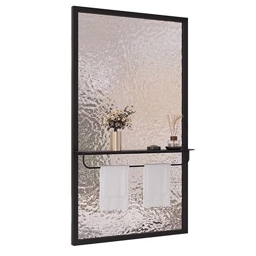Privacy Partition Room Divider with Towel Rack and Translucent Glass