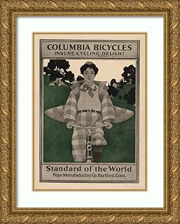 ArtDirect Maxfield Parrish 14x18 Gold Ornate Frame and Double Matted Museum Art Print Titled: Columbia Bicycles Insure Cycling Delight (ca. 1890-1920)