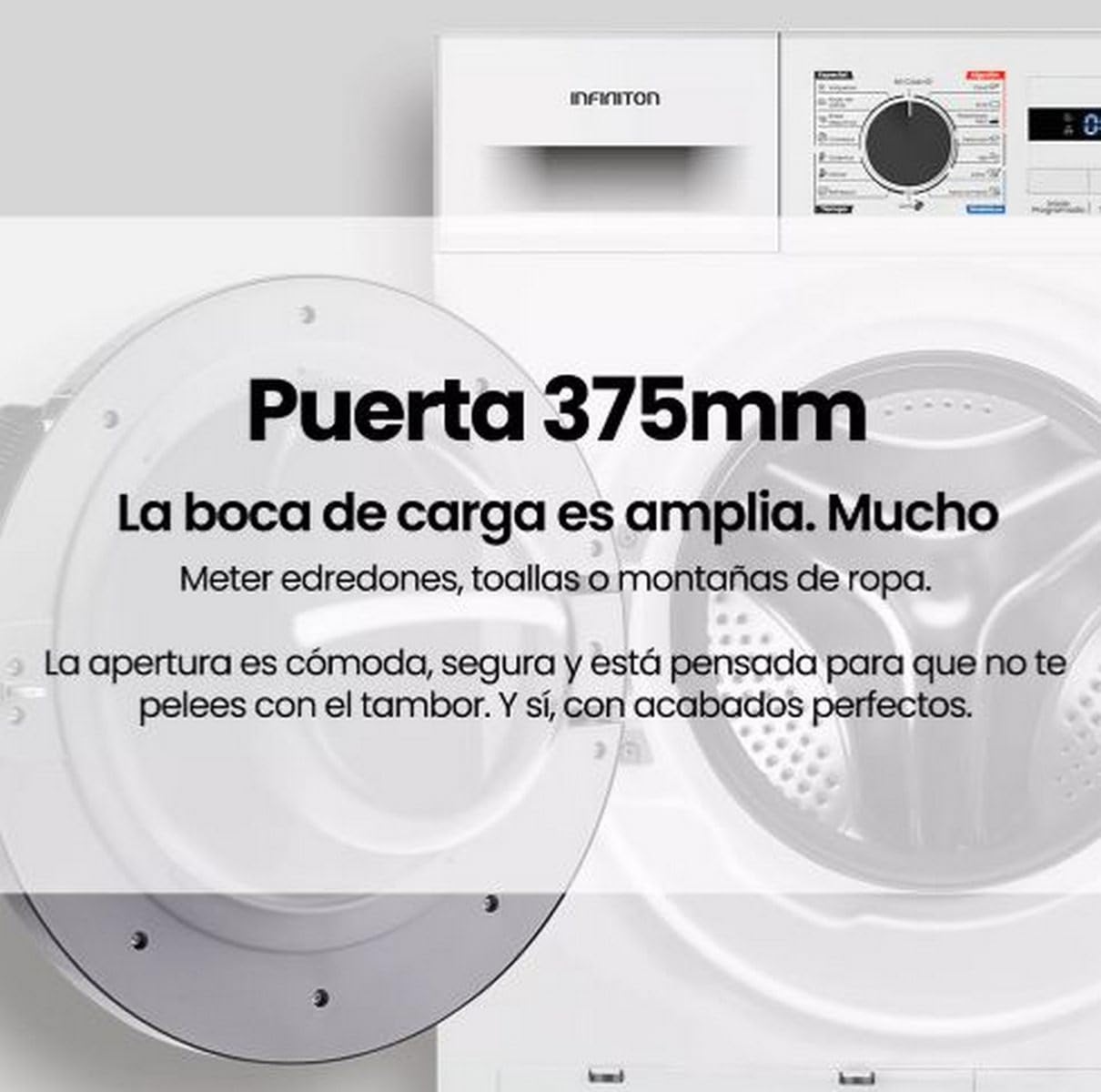 Secadora Bomba de Calor Infiniton SD-BC1DDX, 10 kg, 16 Programas, Función Antiarrugas, Dark Inox, D, Inicio Diferido hasta 24 horas, Portico Interior con 375 mm